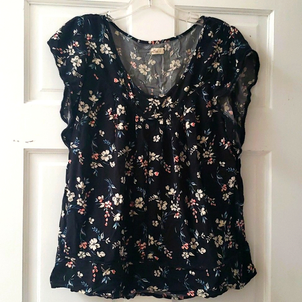 Hollister Boho Multicolor Floral Blouse SizeL